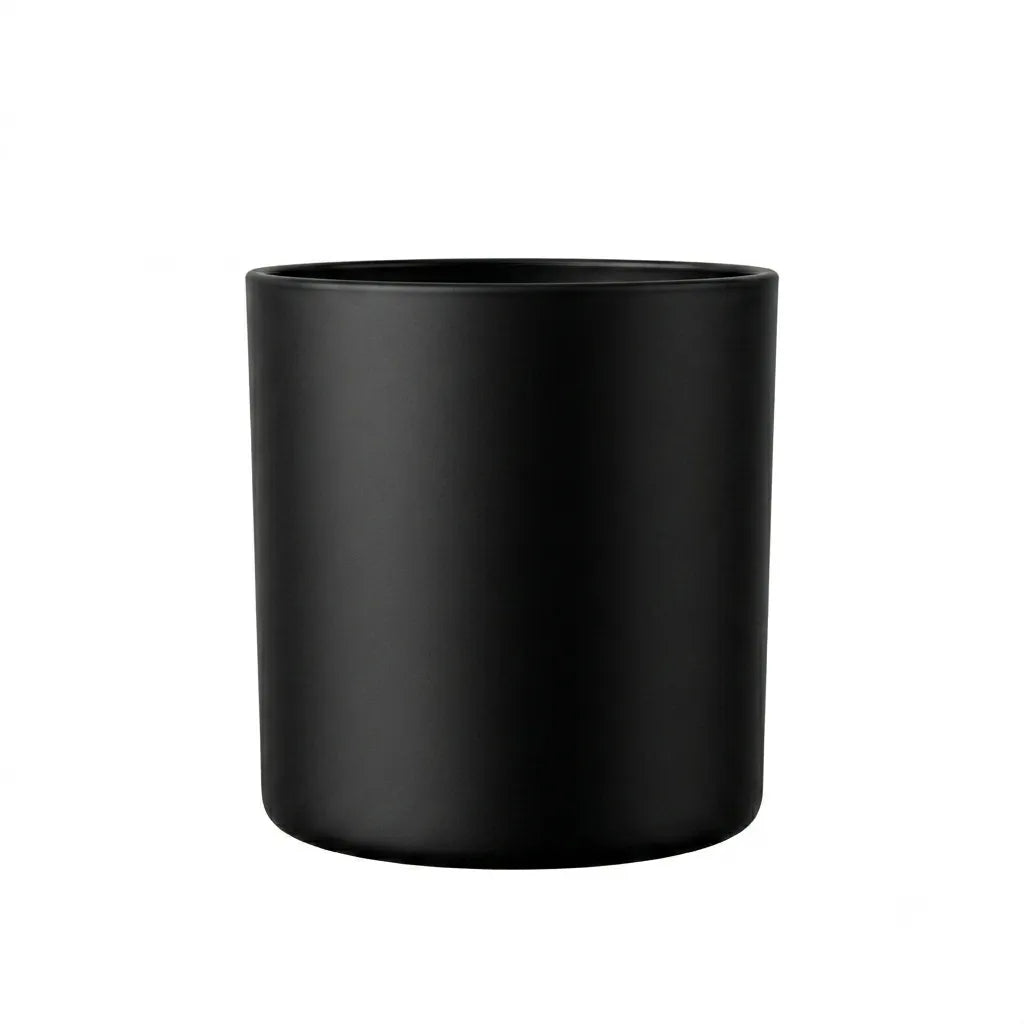 14.5 oz matte black glass candle jar
