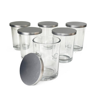 8oz Clear Glass with Metal Lid