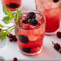 Wildberry lemonade with blackberries in a glass